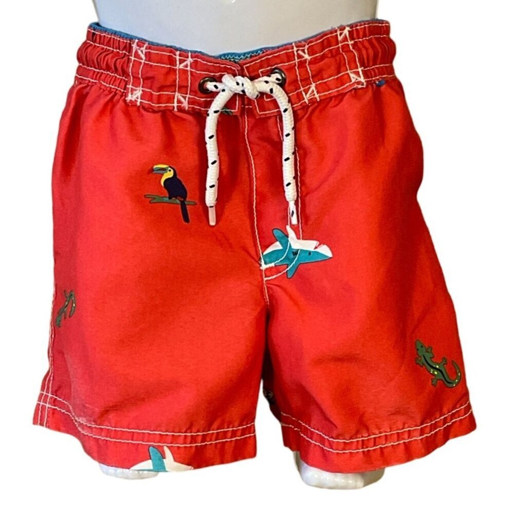 Carters Elastic Waist Drawstring Tropical Print Infant Swim Trunks 18 mos